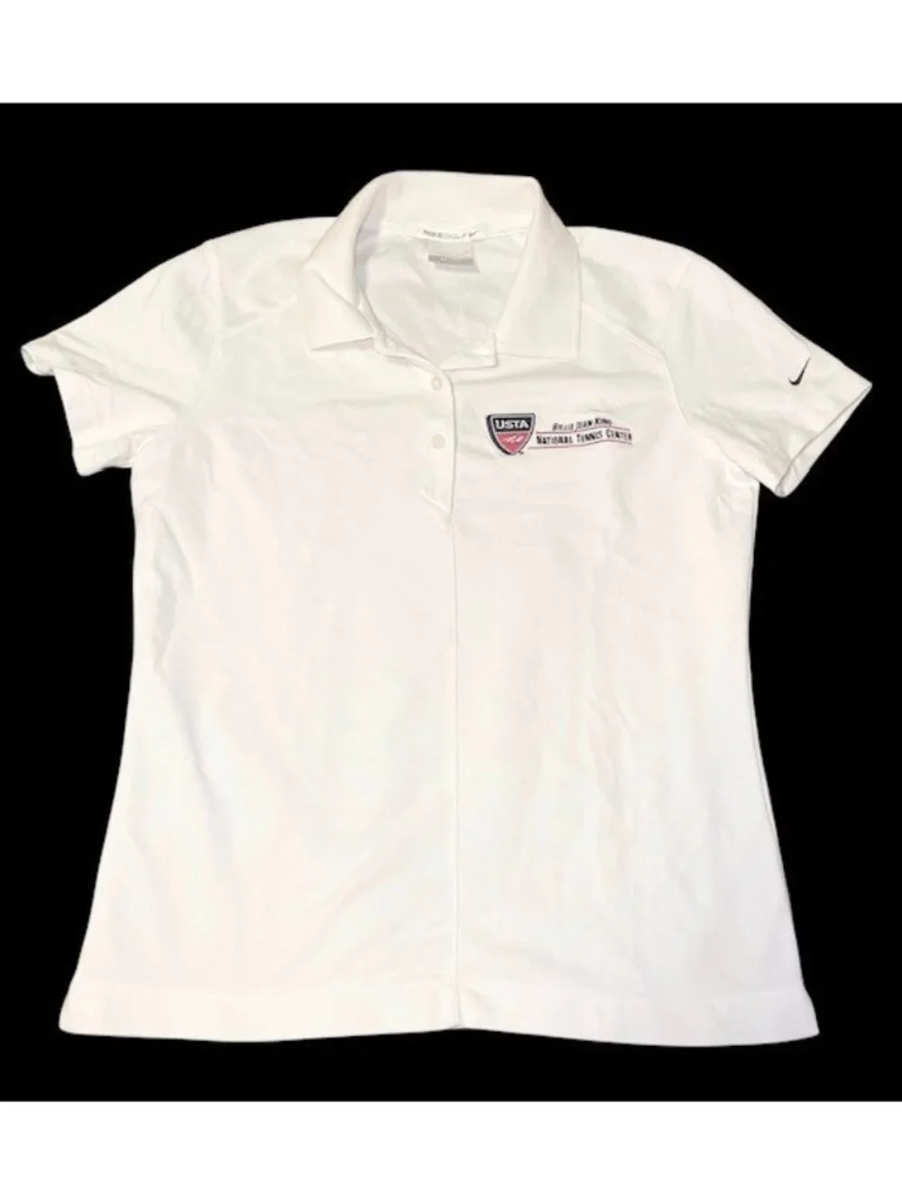 Nike Golf Dri-FIT USTA Billie Jean King Tennis Center Polo Womens Small White B